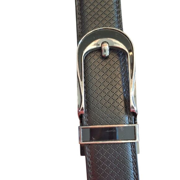 MIO MARINO Belt Black NWOT Linxx Designer Ratchet Leather ADJUSTABLE up to 58" - Picture 2 of 12